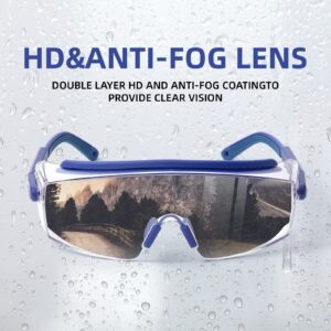 Optical Care Safety Glasses Anti Fog Safety Goggles Over Glasses Protective Eyewear with Clear Wrap-around Lens, Adjustable, Impact Resistance and Anti-dust