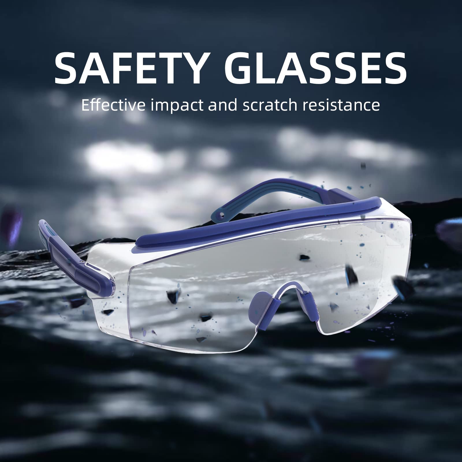 Optical Care Safety Glasses Anti Fog Safety Goggles Over Glasses Protective Eyewear with Clear Wrap-around Lens, Adjustable, Impact Resistance and Anti-dust