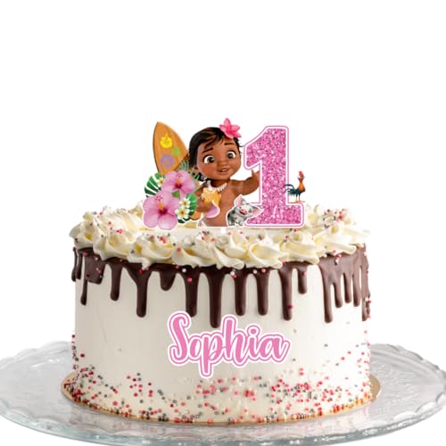 2 pcs Baby Moana Cake Topper, Personalized Cake Topper, Customized Birthday Cake Topper, Custom Cake Decoration, Party Decor