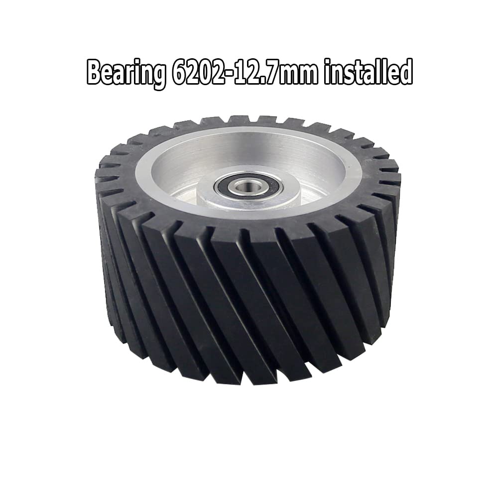 RAMS BRALIN 6"-10" x 3" Serrated 65A Rubber Contact Wheel with 6202-1/2 Bearings Belt Grinder Replacement Parts (10 x 3 inch)