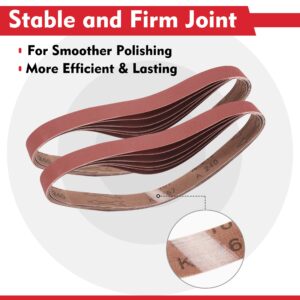 WORKPRO 36 Pack 1 x 30 Inch Sanding Belts, Sandpaper Kit, Aluminum Oxide Abrasive Belts, 6 PCS Each of 60/80/120/180/240/400 Grit, Belt Sander Tools for Woodworking, Metal Polishing, Knife Sharpening