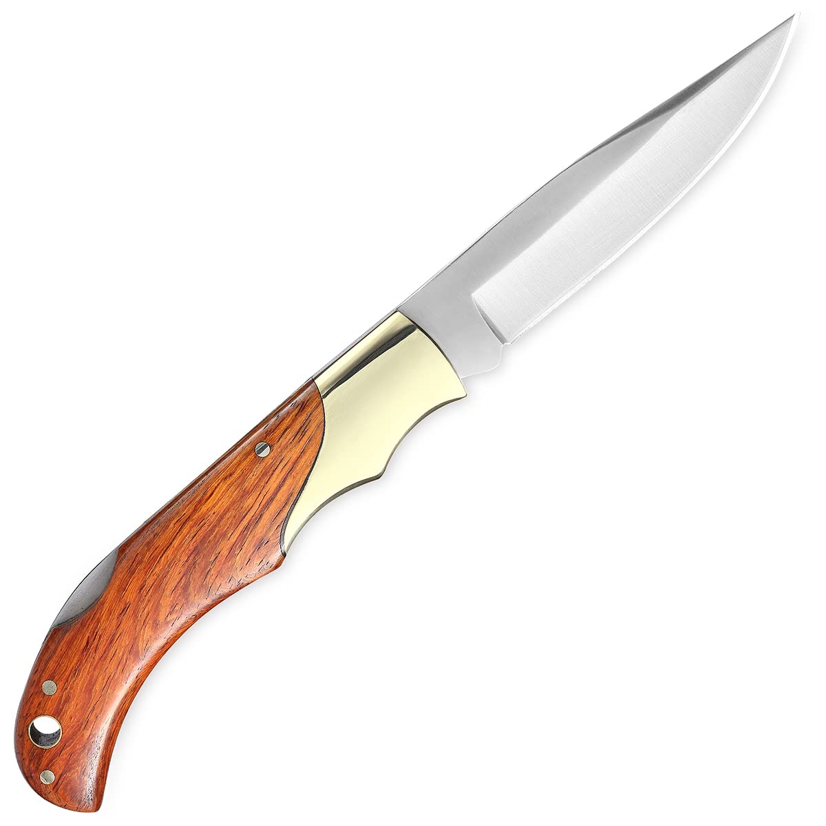 MIKI Classic Gentleman Edition pocket Knife Folding Knife for EDC, 440A Steel Super Blade, Brass Bolsters, Handcrafted Cocobolo Wood, Outdoor camping hiking fishing, Everyday Carry Knife for Men Women