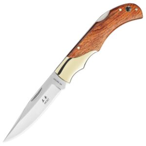 MIKI Classic Gentleman Edition pocket Knife Folding Knife for EDC, 440A Steel Super Blade, Brass Bolsters, Handcrafted Cocobolo Wood, Outdoor camping hiking fishing, Everyday Carry Knife for Men Women