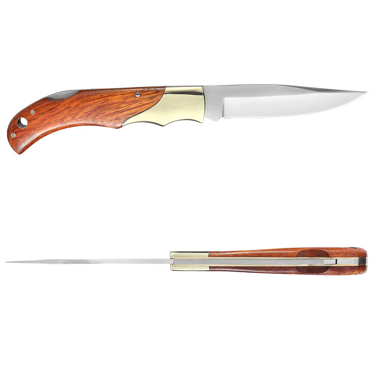 MIKI Classic Gentleman Edition pocket Knife Folding Knife for EDC, 440A Steel Super Blade, Brass Bolsters, Handcrafted Cocobolo Wood, Outdoor camping hiking fishing, Everyday Carry Knife for Men Women