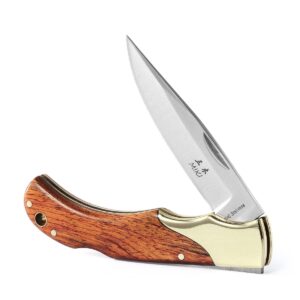 MIKI Classic Gentleman Edition pocket Knife Folding Knife for EDC, 440A Steel Super Blade, Brass Bolsters, Handcrafted Cocobolo Wood, Outdoor camping hiking fishing, Everyday Carry Knife for Men Women