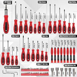 Sunplux 119Pcs Magnetic Screwdriver Set, Screwdriver Bit Set Hex Key Set Magnetic Wristband with Plastic Racking, Ideal Gifts for Men