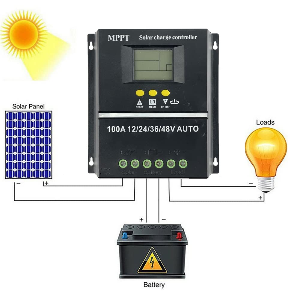 PWM 100A 12V 24V 36V 48V Solar Panel Charge Controller Solar PV Battery Charger with LCD MPPT Solar Controller