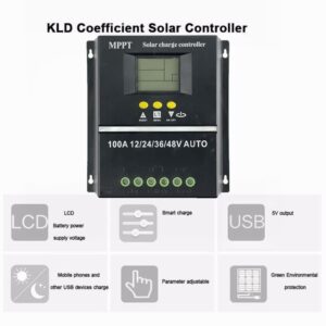 PWM 100A 12V 24V 36V 48V Solar Panel Charge Controller Solar PV Battery Charger with LCD MPPT Solar Controller