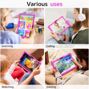 10.1 Inch Kids Tablet,Android 12 Tablet for Kids with Parent Control,1280x800 HD IPS,3GB+32GB,6000mAh Dual Camera WiFi Bluetooth Tablet,Children Tablet with Shock-Proof Case YouTube Netflix(Pink)