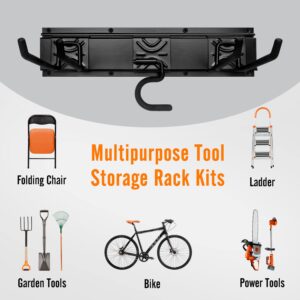 Garden Tool Rack Set, Garage Wall Organization Hanger with 3 Mop Holder and 6 Multi-Purpose Hooks, Garden Yard Shovels Rakes for String Hedge Trimmer Brooms Hoses Folding Chairs ladders, and More