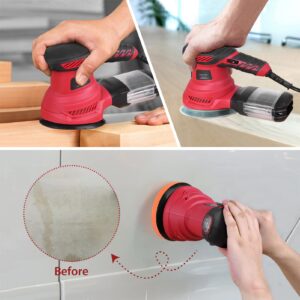 Orbital Sander, 300W Power Random Orbital Sanders with Dust Box 6 Variable Speed 6000-13000 RPM 20Pcs Sandpaper Electric Sanders for Woodworking