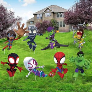 Spider Party Supplies,8PCS Yard Signs with Stakes,Spidey Friends Birthday Decorations,Outdoor Lawn Yard Signs for Spidey theme Party (Spidey Friends)