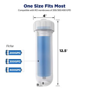 400G RO Membrane with Housing & 5 Micron String Wound Water Filter by Membrane Solutions, Whole House Water Filter Replacement Cartridge