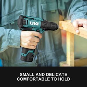 Cordless Drill Driver Set, 12V Power Drill Kit with Battery and Charger, MAX Drill 280 In-lb Torque 3/8" Keyless Chuck Built-in LED-Drill for Wood Bricks Walls Metal, Furniture Installation