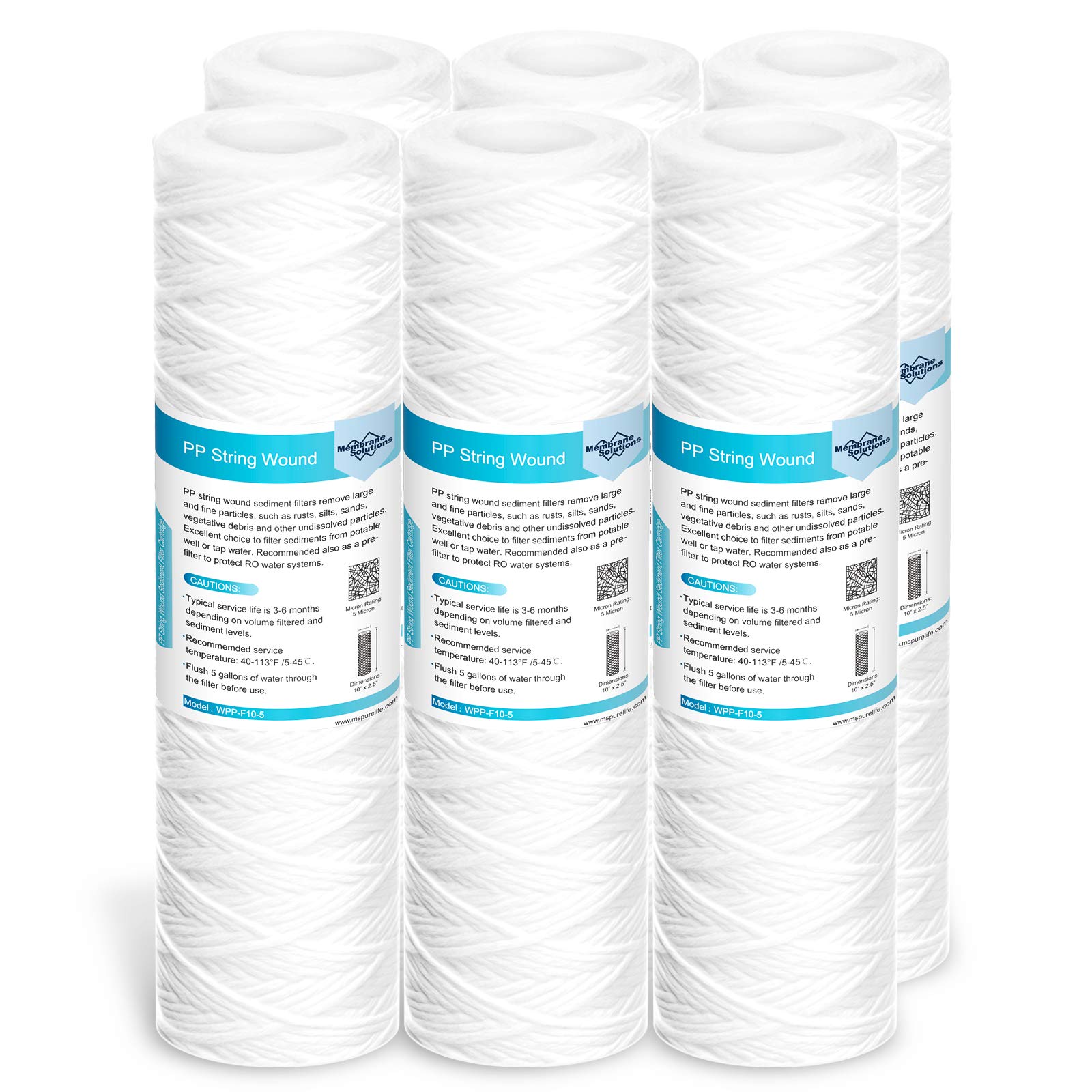 400G RO Membrane with Housing & 5 Micron String Wound Water Filter by Membrane Solutions, Whole House Water Filter Replacement Cartridge