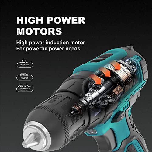 Cordless Drill Driver Set, 12V Power Drill Kit with Battery and Charger, MAX Drill 280 In-lb Torque 3/8" Keyless Chuck Built-in LED-Drill for Wood Bricks Walls Metal, Furniture Installation