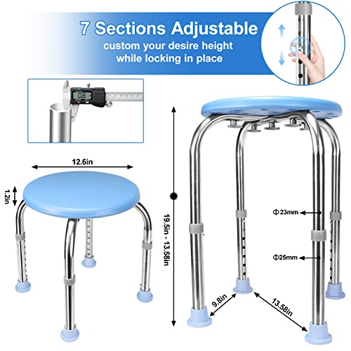 UGarden Heavy Duty Stainless Steel Shower Stool, 350lbs Bath Seat Chair, Round Bathtud Seat w/Assist Grab Bar, Handicap Bathroom Stool, Adjustable Bath Stool Seniors, Disabled, Handicap, Injured