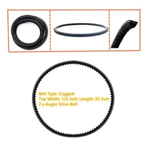 754-04050 954-04050 Auger Drive Belt for MTD Troy-Bilt Cub Cadet Huskee Yard Machines Yard-Man Bolens 2-Stage Snow Throwers 1/2" x 35" (2-Pack)