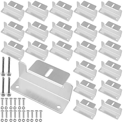 MUKLEI 24 Units Solar Panel Mounting Brackets, Z Brackets with Nuts and Bolts Solar Panel Z Brackets Bulk for Roof, RV, Boat, Silver