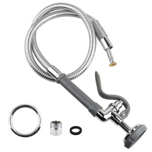 netisr commercial sink sprayer with 44" flexible stainless steel hose, universal pre-rinse dish spray valve replacement kit assembly sprayer nozzle head, grey