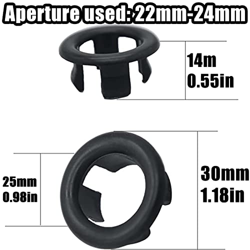 4 Pack Bathroom Basin Sink Round Hole Trim Overflow Cover Rings Hole Insert in Cap Hollow Ring Triangle for Hole Diameter Replacement Ceramic Pots for Home,Sink,Bathroom,Kitchen (Black)