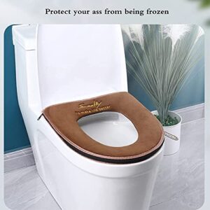 1Pcs Toilet Seat Cover Warm Pads, Toilet Seat Cover Cushion, Warm Toilet Seat Covers, Cute Toilet Seat Mat (Brown)