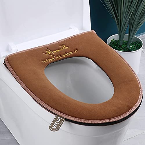 1Pcs Toilet Seat Cover Warm Pads, Toilet Seat Cover Cushion, Warm Toilet Seat Covers, Cute Toilet Seat Mat (Brown)