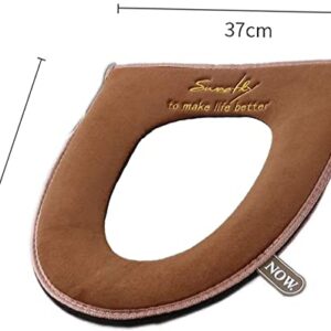 1Pcs Toilet Seat Cover Warm Pads, Toilet Seat Cover Cushion, Warm Toilet Seat Covers, Cute Toilet Seat Mat (Brown)