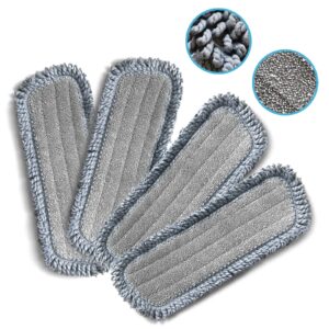 ddsnty 4 pcs microfiber spray mop pads replacement head for wet dry dust mop, reusable washable mop heads refills compatible with bona floor care system for kitchen home commercial floor cleaning