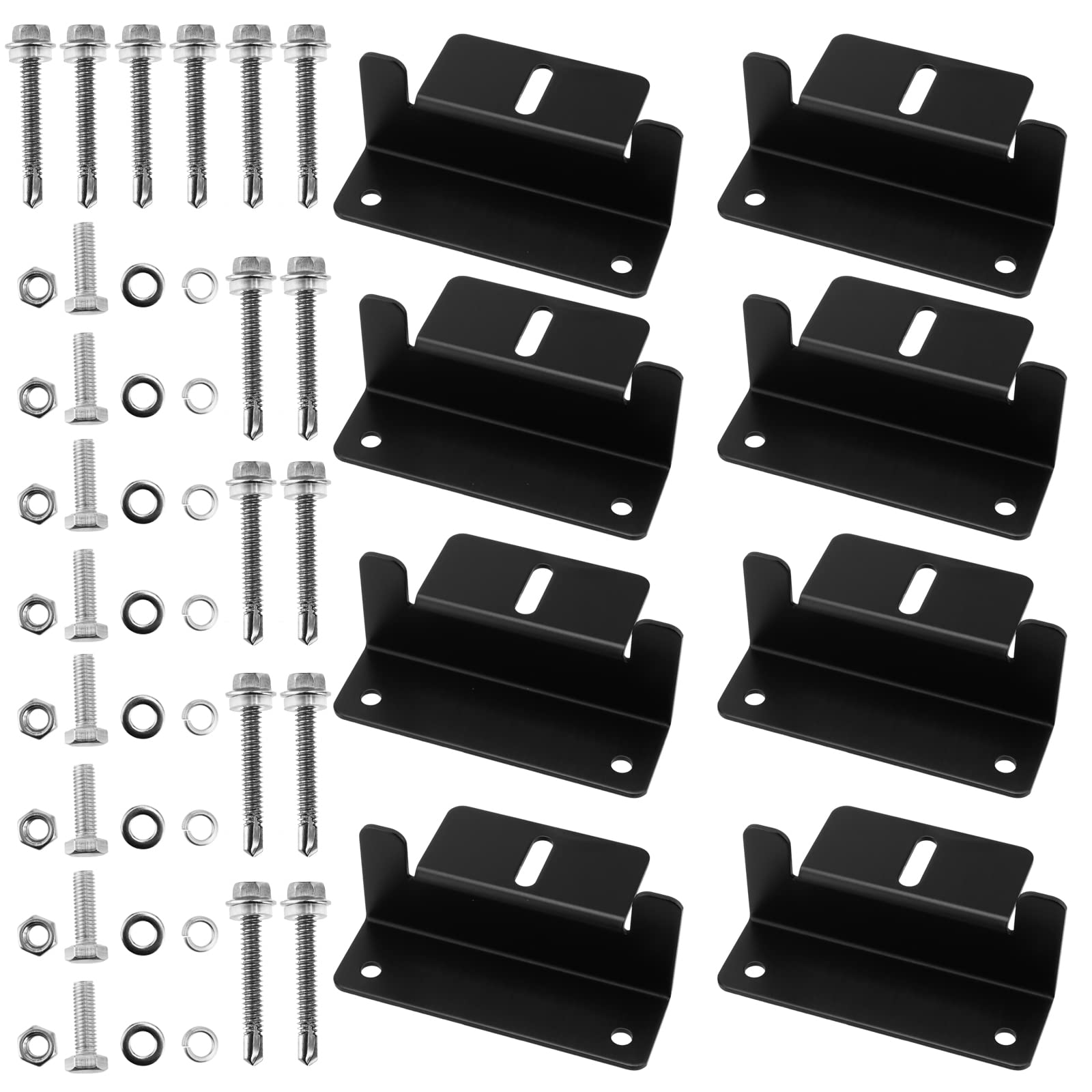 MUKLEI 8 Units Set Solar Panel Mounting Z Brackets with Nuts and Bolts, Lightweight Aluminum Corrosion-Free Construction Solar Panel Z Brackets Bulk for Roof, RV, Boat, Black