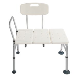 winado tub transfer bench for bathtub with backrest & armrest, supports up to 330 lbs aluminium alloy bath chair, white