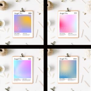 Roxbury Row Set of 9 8x10 Unframed Aura Posters for Room Aesthetic, Angel Number Poster, Aesthetic Room Decor, Spirital Aesthetic Room Decor (Complete Set)