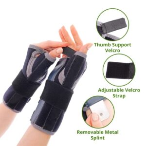 ikido Carpal Tunnel Wrist Brace, Adjustable Wrist Support Splint, Unisex Thumb Support with Metal Splint, Fits Right and Left Hand for Tendonitis, Arthritis, Sprains (Right)