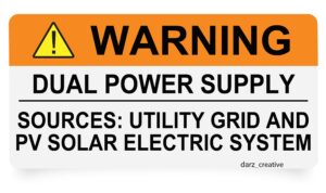 20 premium warning dual power supply solar pv labels weatherproof 2020 & 2017 electrical code