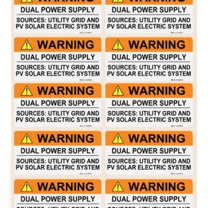 20 Premium Warning Dual Power Supply Solar PV Labels Weatherproof 2020 & 2017 Electrical Code