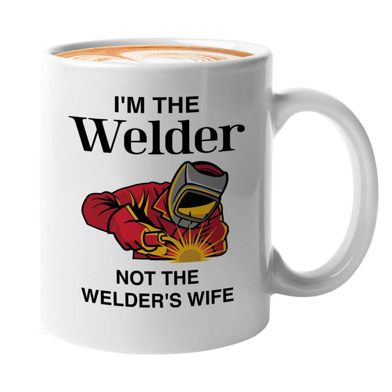 Bubble Hugs Welder Coffee Mug 11oz White - Not Welder's Wife - Welding Metal Worker Mechanic Engineer Gifts for Men Husband Dad