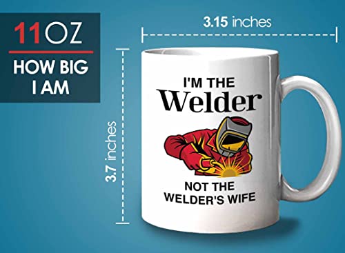 Bubble Hugs Welder Coffee Mug 11oz White - Not Welder's Wife - Welding Metal Worker Mechanic Engineer Gifts for Men Husband Dad