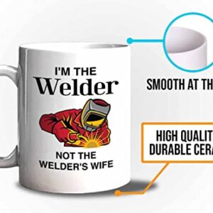 Bubble Hugs Welder Coffee Mug 11oz White - Not Welder's Wife - Welding Metal Worker Mechanic Engineer Gifts for Men Husband Dad