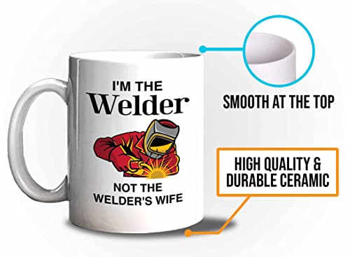 Bubble Hugs Welder Coffee Mug 11oz White - Not Welder's Wife - Welding Metal Worker Mechanic Engineer Gifts for Men Husband Dad