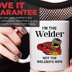 Bubble Hugs Welder Coffee Mug 11oz White - Not Welder's Wife - Welding Metal Worker Mechanic Engineer Gifts for Men Husband Dad