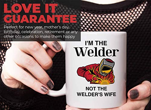 Bubble Hugs Welder Coffee Mug 11oz White - Not Welder's Wife - Welding Metal Worker Mechanic Engineer Gifts for Men Husband Dad