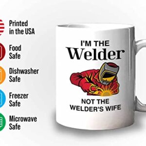 Bubble Hugs Welder Coffee Mug 11oz White - Not Welder's Wife - Welding Metal Worker Mechanic Engineer Gifts for Men Husband Dad