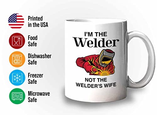 Bubble Hugs Welder Coffee Mug 11oz White - Not Welder's Wife - Welding Metal Worker Mechanic Engineer Gifts for Men Husband Dad