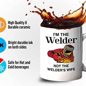 Bubble Hugs Welder Coffee Mug 11oz White - Not Welder's Wife - Welding Metal Worker Mechanic Engineer Gifts for Men Husband Dad