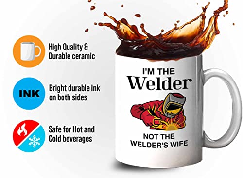 Bubble Hugs Welder Coffee Mug 11oz White - Not Welder's Wife - Welding Metal Worker Mechanic Engineer Gifts for Men Husband Dad