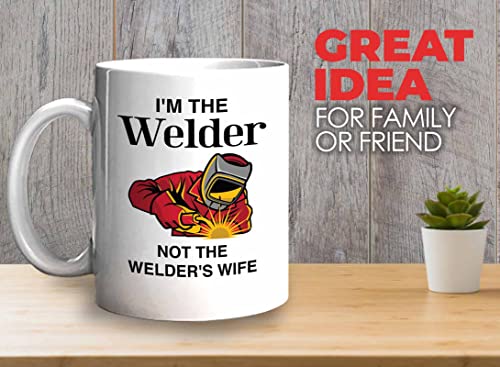 Bubble Hugs Welder Coffee Mug 11oz White - Not Welder's Wife - Welding Metal Worker Mechanic Engineer Gifts for Men Husband Dad