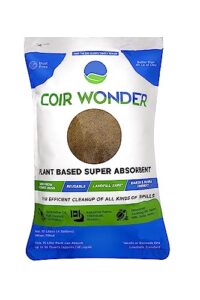 coir wonder 3-in-1 oil absorbent, paint hardener & sweeping compound – 15 liter (15.9 quarts) – for oil, biohazard, body fluid spill kit – coco husk granules – absorbing more than clay litter & mats