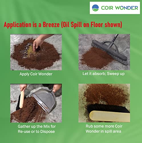 Coir Wonder 3-in-1 Oil Absorbent, Paint Hardener & Sweeping Compound – 15 Liter (15.9 Quarts) – for Oil, Biohazard, Body Fluid Spill Kit – Coco Husk Granules – Absorbing More Than Clay Litter & Mats