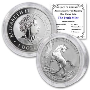 2022 p 1 oz silver australian brumby horse brilliant uncirculated (in capsule) with a certificate of authenticity $1 seller bu