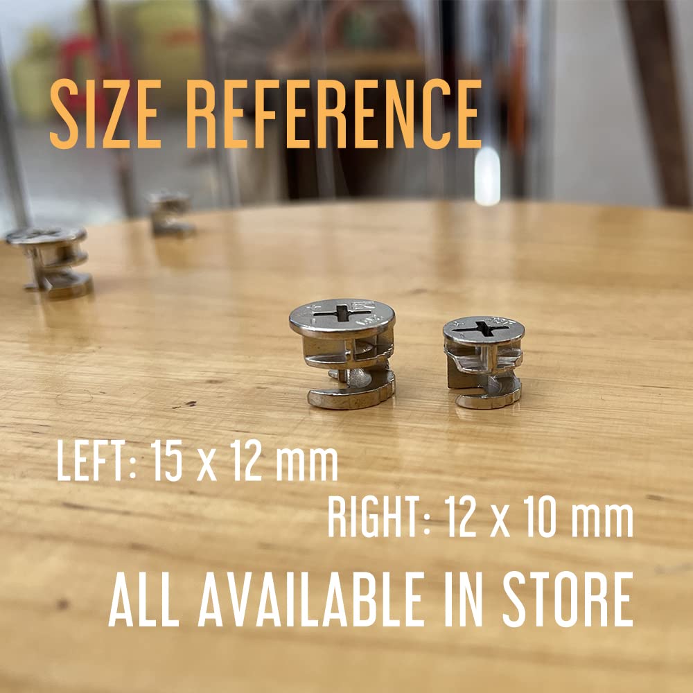 15 x 12mm Cam Lock Replacements, Cam Connector Fittings, Furniture Cam Lock Nut Hardware Parts for Cabinet Dresser Drawer Table, 10 Pieces